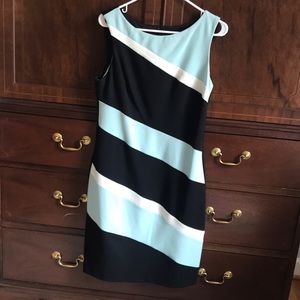 Connected black/blue/white dress